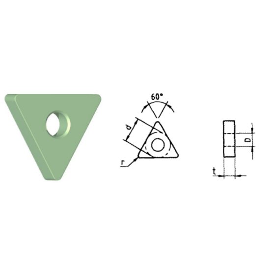 Picture of TNGA334 CC-514 Romay TNGA160416 CC-514 Triangle Negative Silicon Nitride 0.0620 1.57mm Radius Roughing